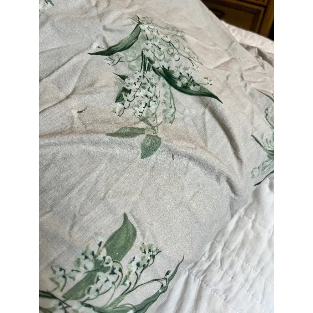 Pottery Barn Monique Lhuillier King Duvet Cover Organic Cotton Floral Lily EUC